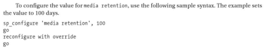Scanned excerpt from the cited book describing the RECONFIGURE statement.