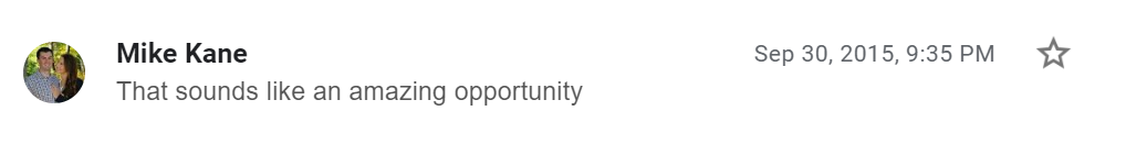 Email response calling the FreeCon invitation an amazing opportunity.