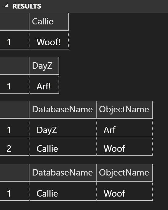 SQL Server results showing a database restore clears that database plan cache but leaves another database cached.