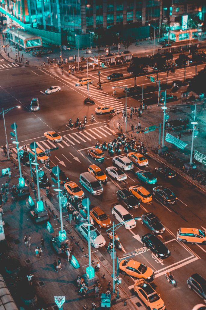 A busy road intersection, illustrating how database blocking can stop other activity.