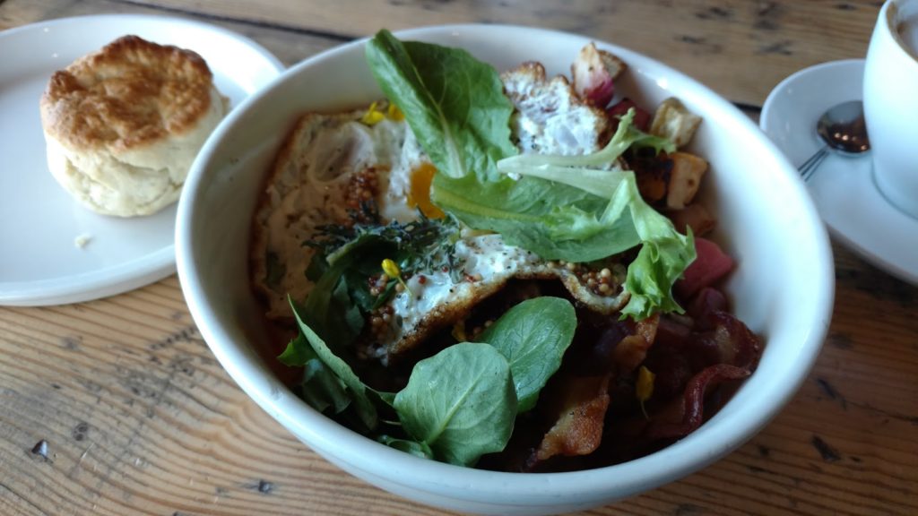 Breakfast dishes served at a Virginia Beach cafe.