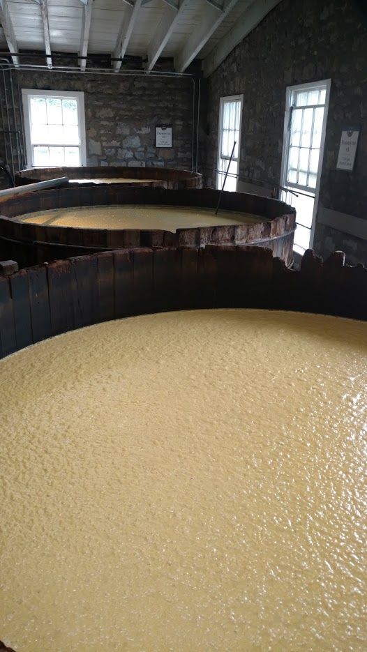 Large fermentation tanks used to make bourbon mash.