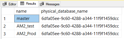 Azure SQL Database performance counter query results showing a database identifier in the instance name.