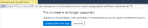 SSMS setting showing the configured web browser.