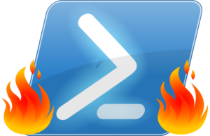PowerShell logo with a flame, illustrating a script that generates CPU load.