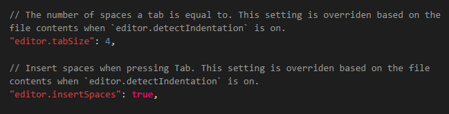 Azure Data Studio setting showing editor.insertSpace enabled.